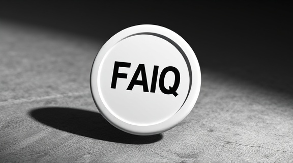 minimalist FAQs icon, communicative, rotating in 3D space, photorealistic, floating above a textured surface, highly detailed, shadow and reflections, monochrome palette, under spotlight lighting, captured with a telephoto lens.